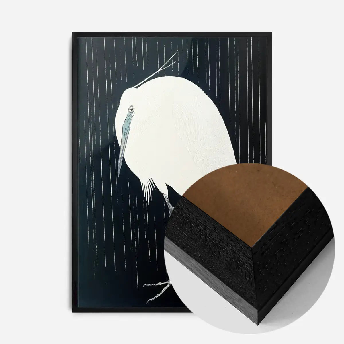 Egret Heron in the Rain by Ohara Koson