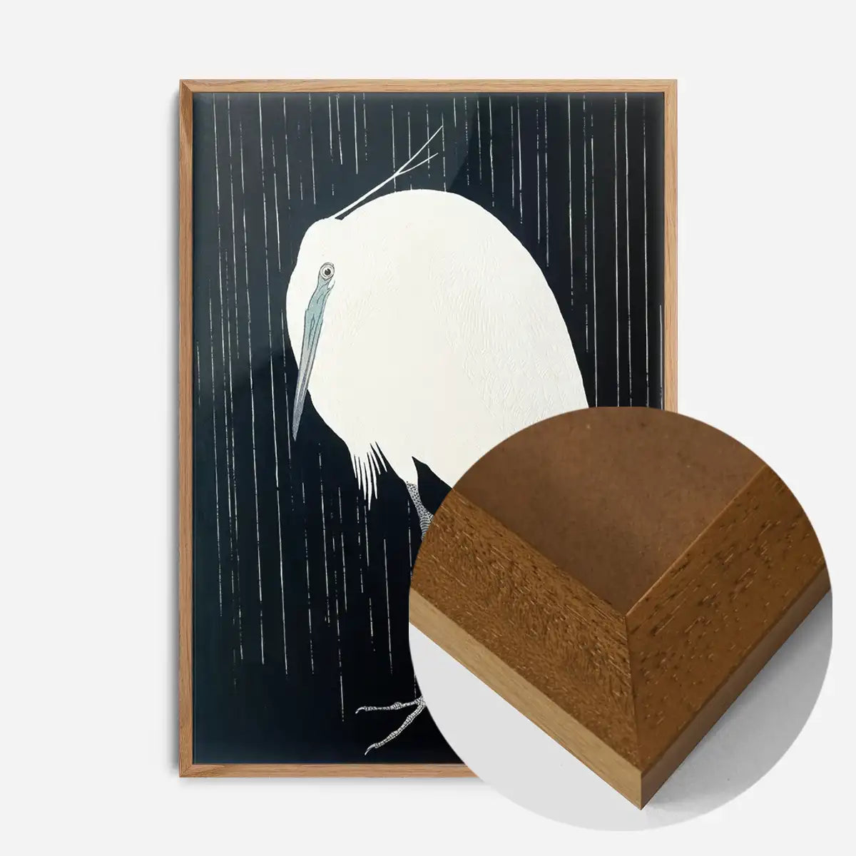 Egret Heron in the Rain by Ohara Koson
