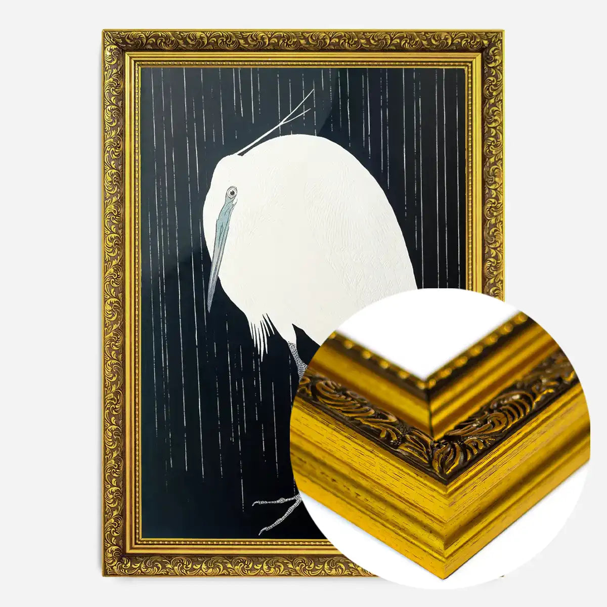 Egret Heron in the Rain by Ohara Koson