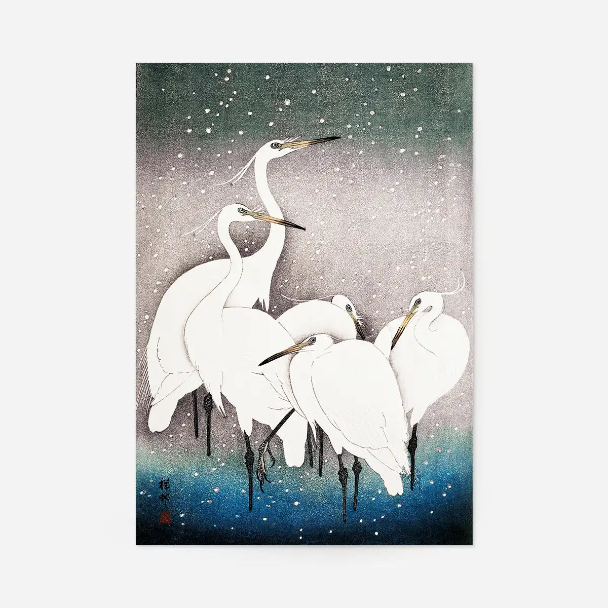 Group of Egrets Herons by by Ohara Koson