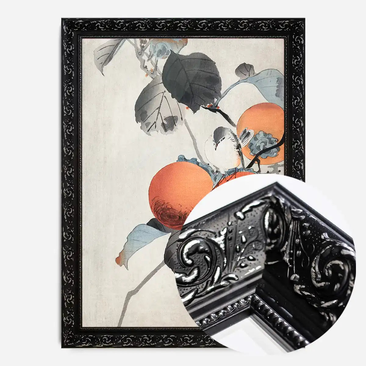 Nuthatcher atop Persimmons by Ohara Koson