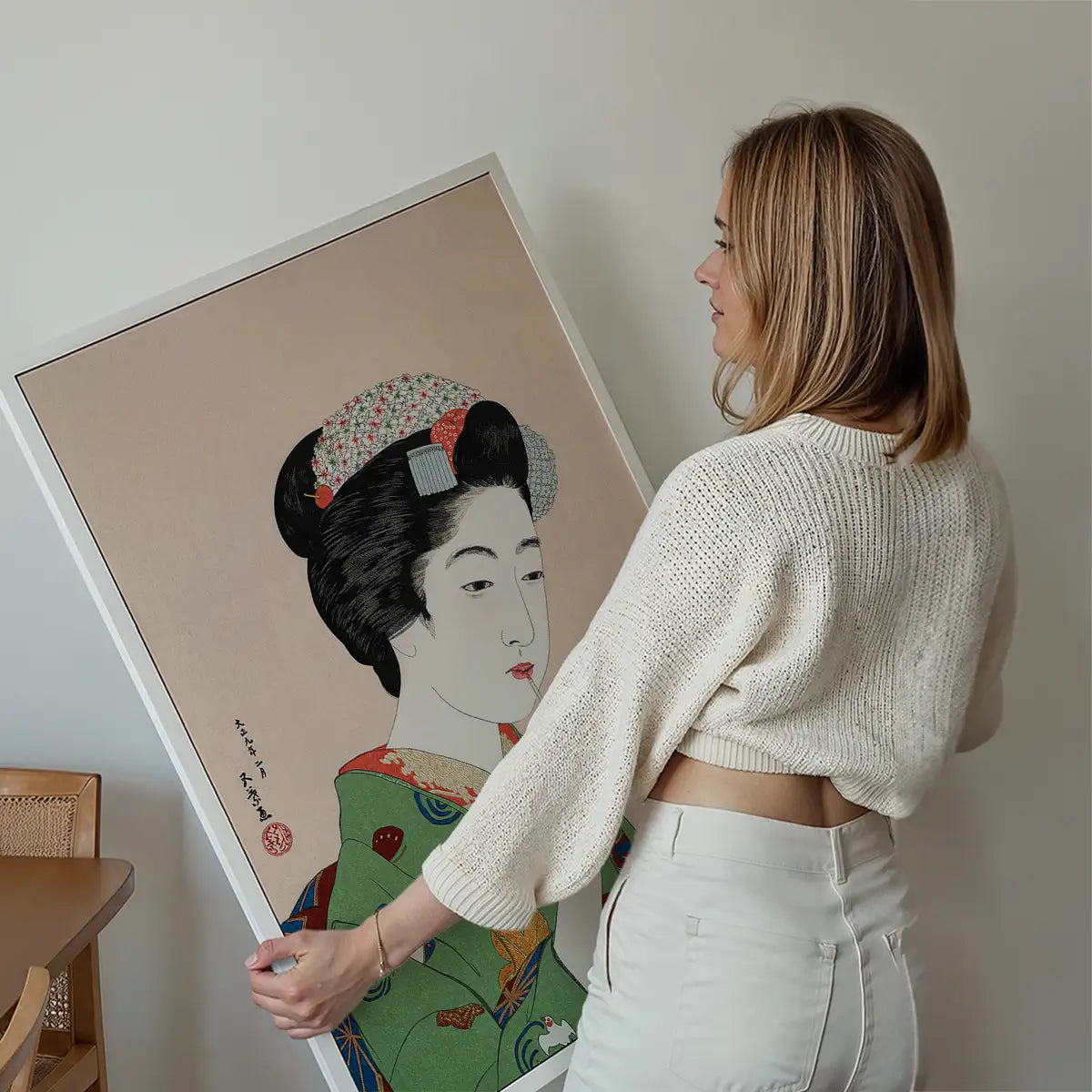 Woman Applying Rouge by Goyo Hashiguchi