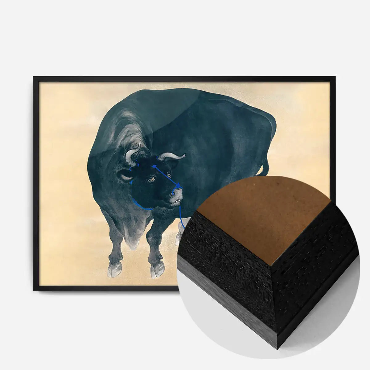 Black bull Japanese painting by Mochizuki Gyokusen