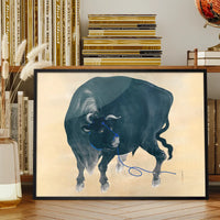 Black bull Japanese painting by Mochizuki Gyokusen