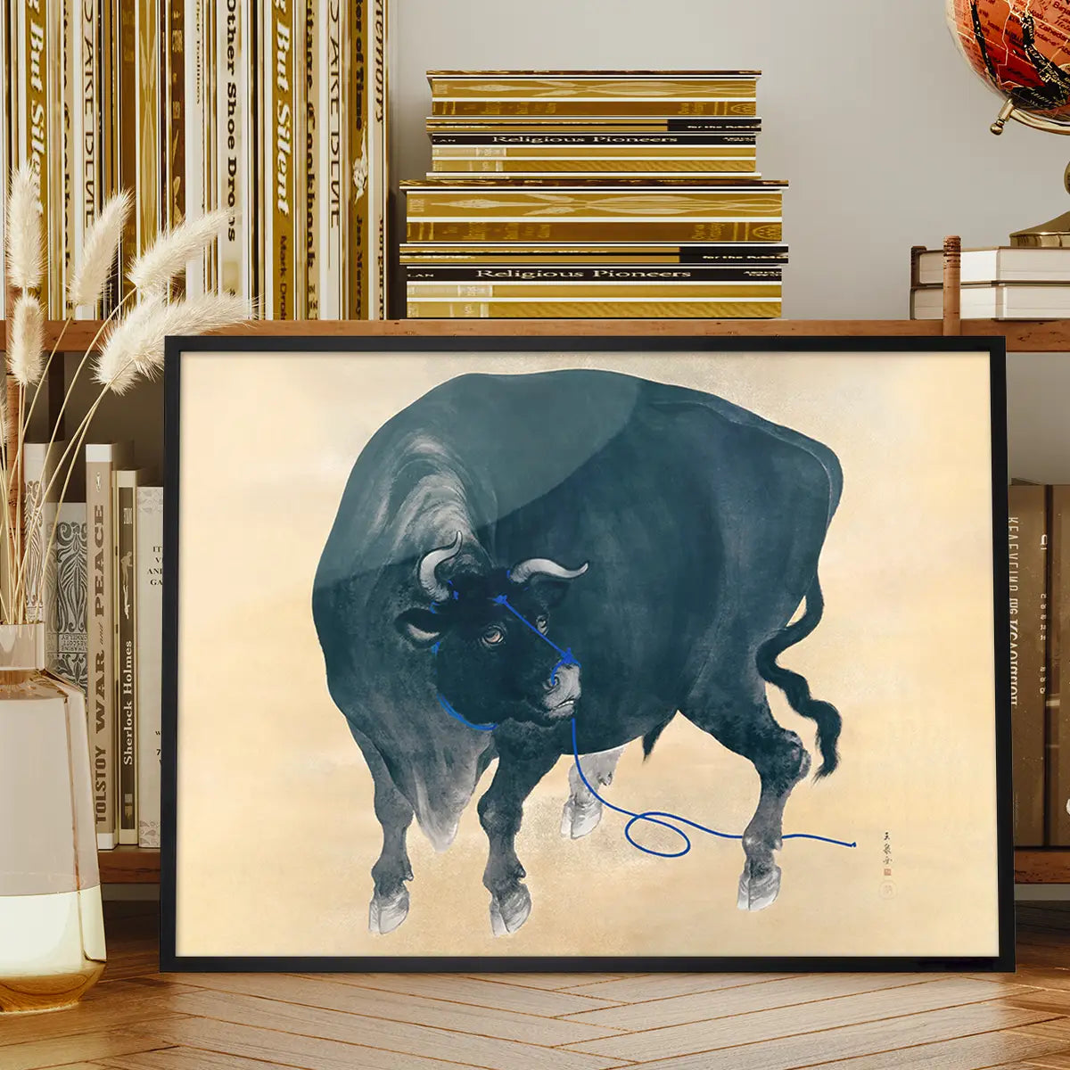 Black bull Japanese painting by Mochizuki Gyokusen