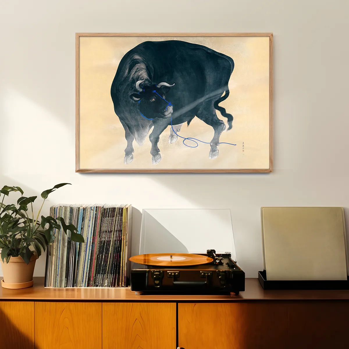 Black bull Japanese painting by Mochizuki Gyokusen