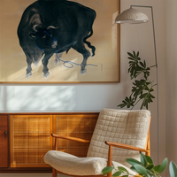 Black bull Japanese painting by Mochizuki Gyokusen