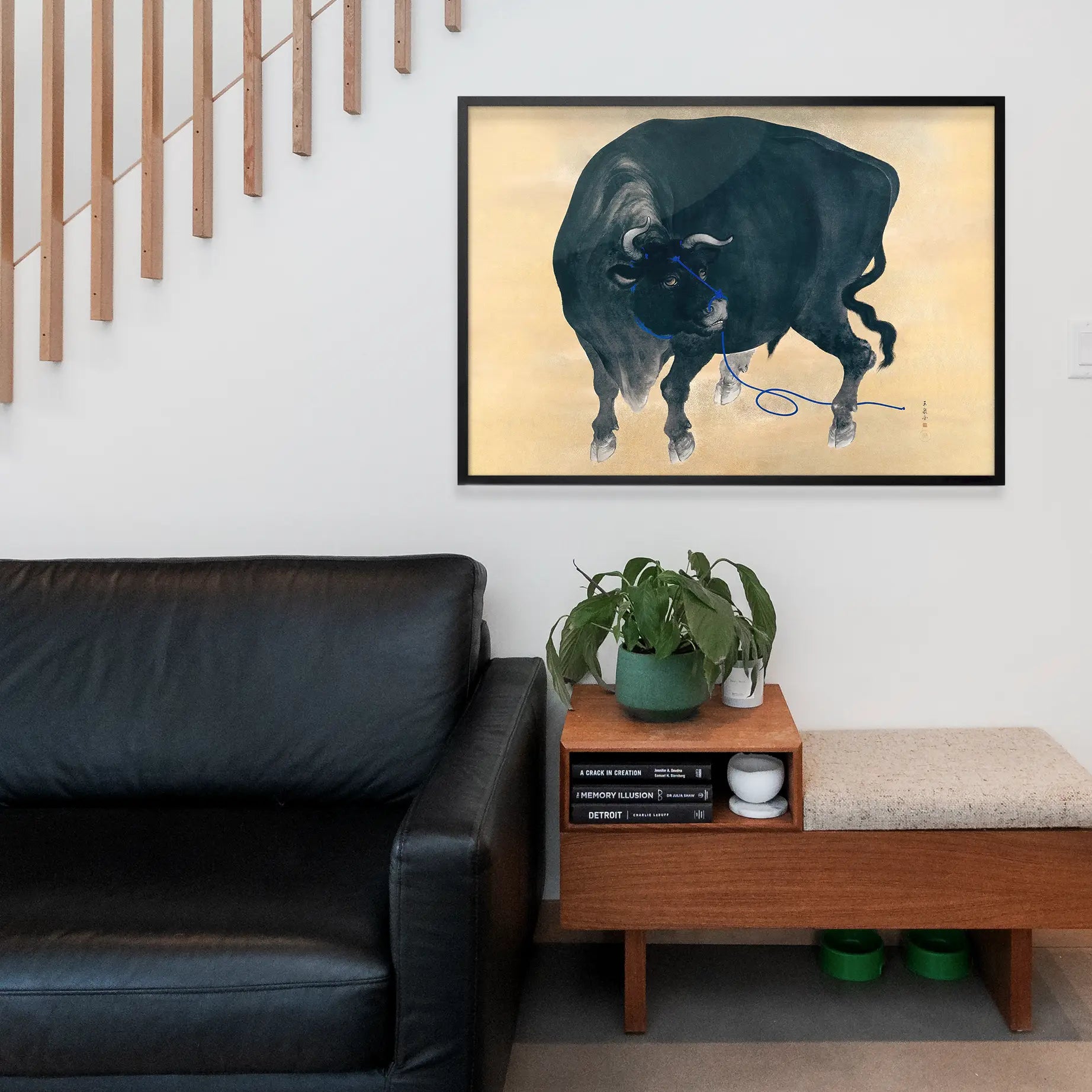 Black bull Japanese painting by Mochizuki Gyokusen