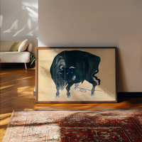 Black bull Japanese painting by Mochizuki Gyokusen