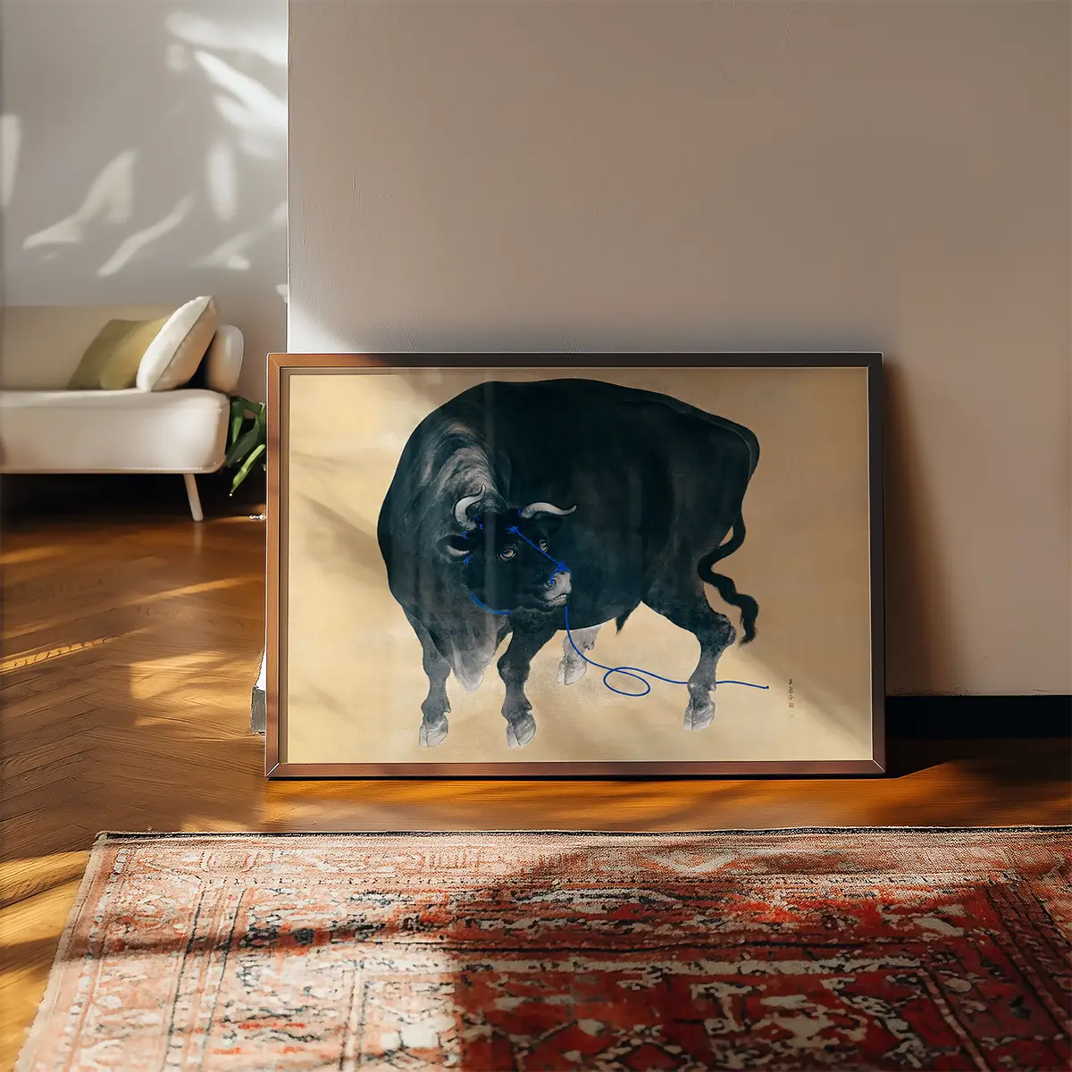 Black bull Japanese painting by Mochizuki Gyokusen