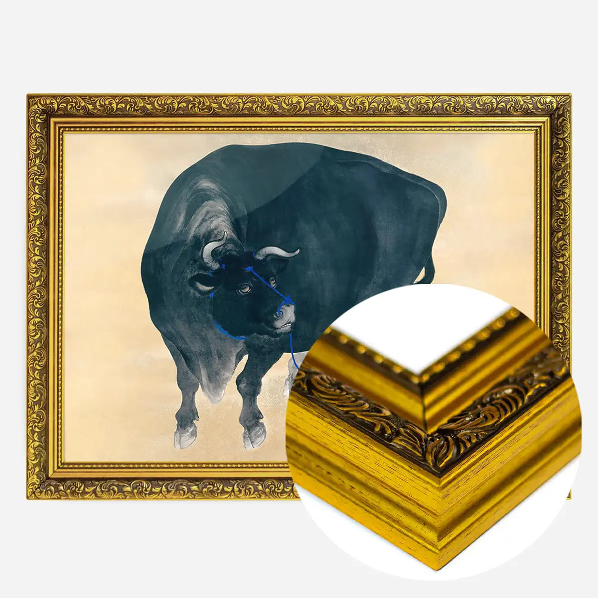 Black bull Japanese painting by Mochizuki Gyokusen