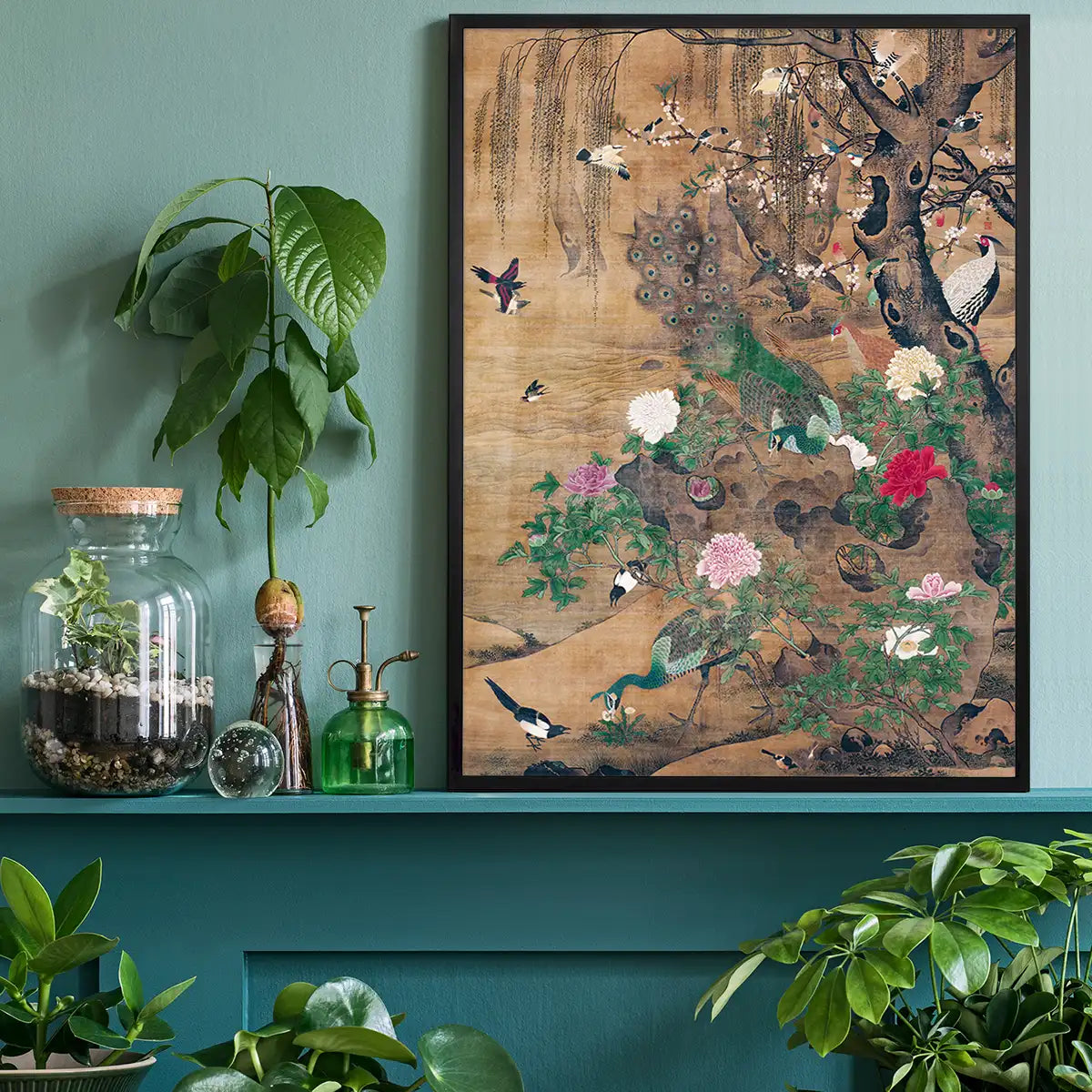 Birds and flowers vintage painting by Yin Hong