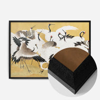 Japanese flock of cranes vintage painting by Ishida Yūtei