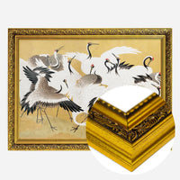 Japanese flock of cranes vintage painting by Ishida Yūtei