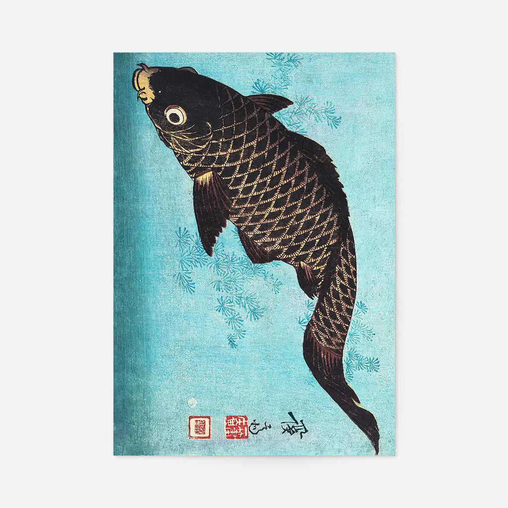 Koi Carp Japanese fish illustration Keisai Eisen