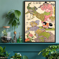 Oni, Peacock, Shishi, Cat and Insect by the Craftman Ichida Shoshichiro