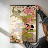 Oni, Peacock, Shishi, Cat and Insect by the Craftman Ichida Shoshichiro