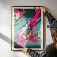 Saitō no Oniwakamaru Pink Koi Carp Fish by Tsukioka Yoshitoshi