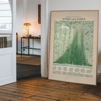 Panoramic plan of the principal rivers and lakes art print