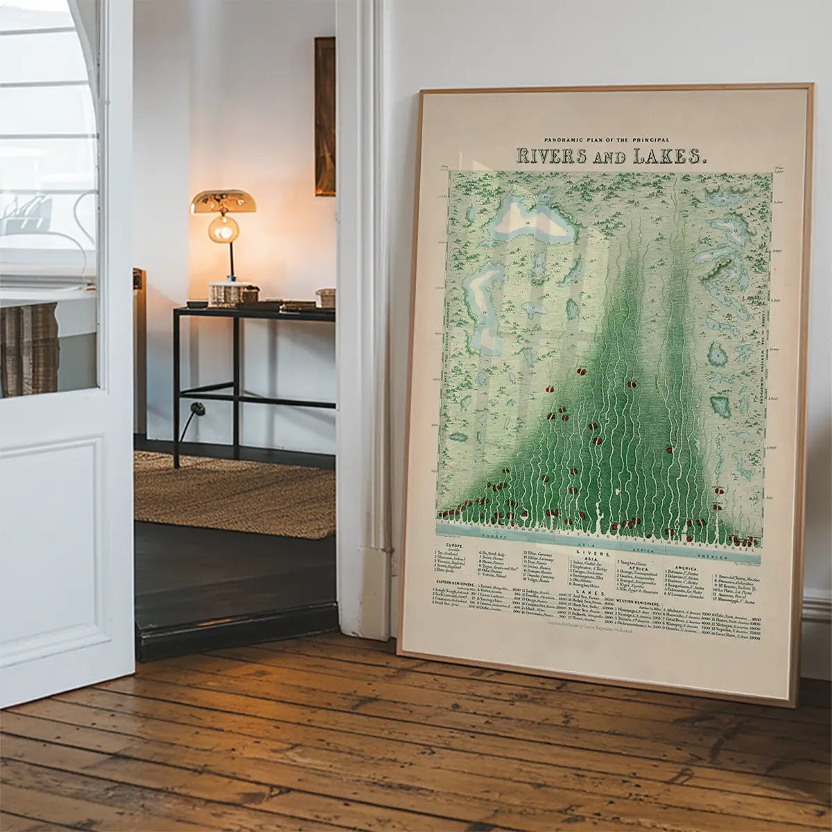 Panoramic plan of the principal rivers and lakes art print