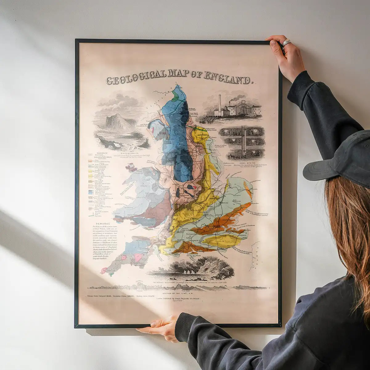 Geological map of England art print