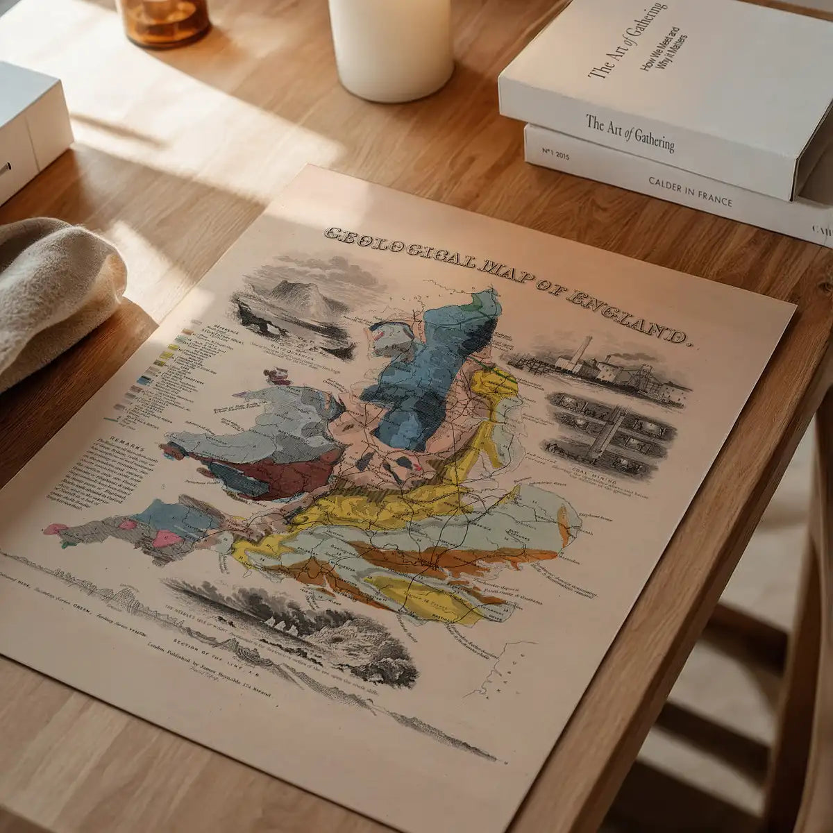 Geological map of England art print