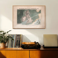 Physical map of the British Isles and the surrounding seas art print