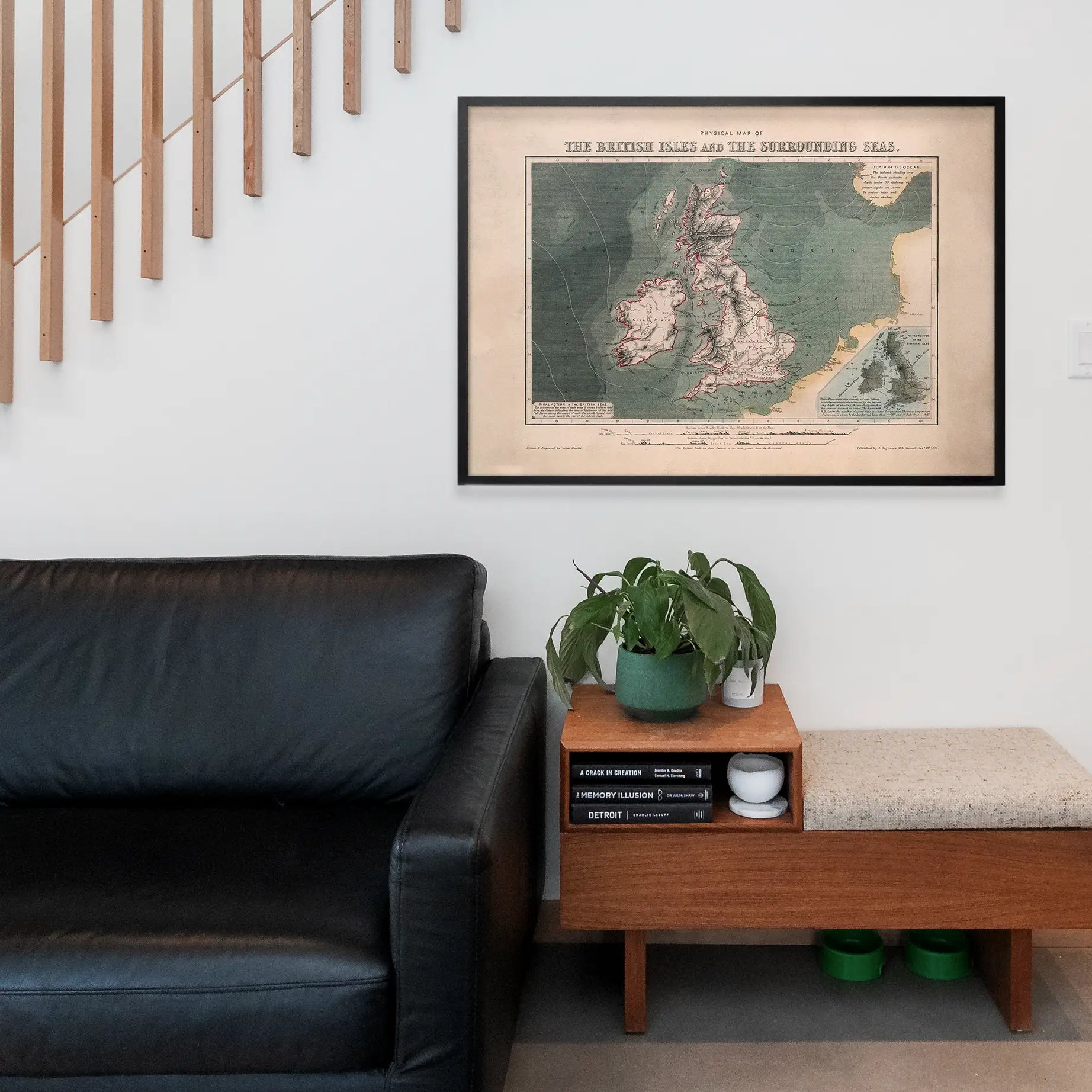 Physical map of the British Isles and the surrounding seas art print