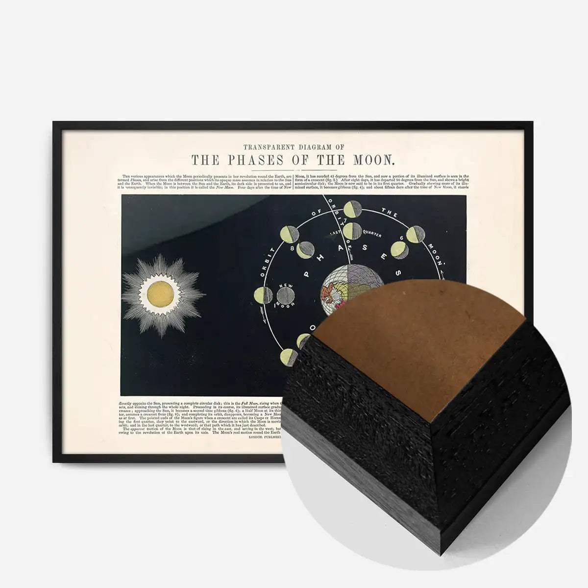 Transparent diagram of the phases of the Moon art print