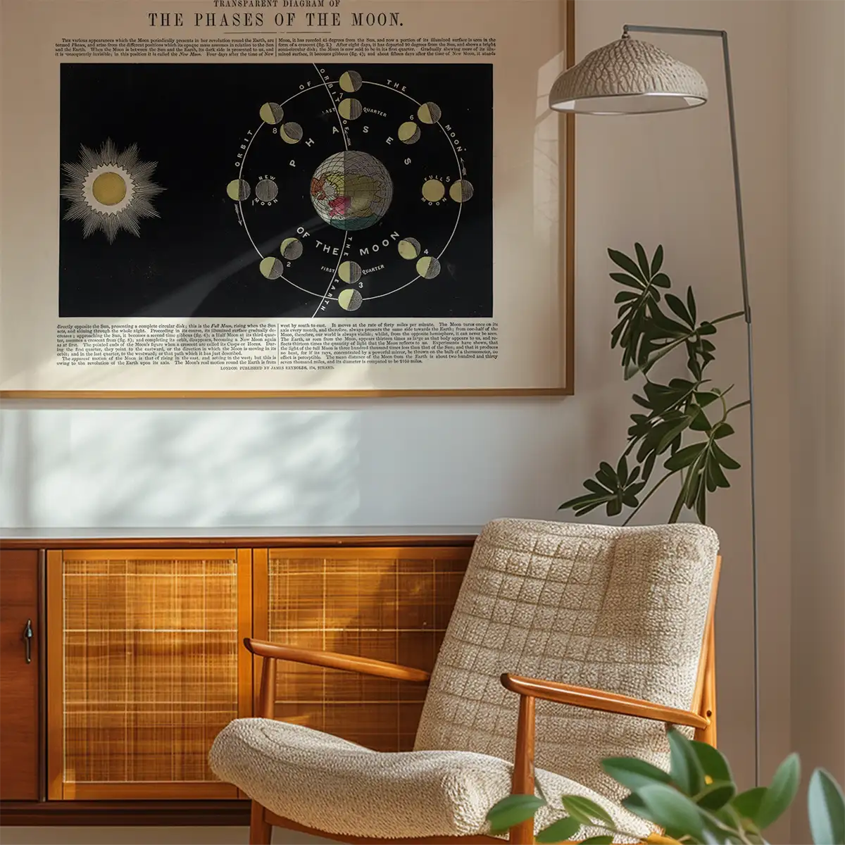 Transparent diagram of the phases of the Moon art print