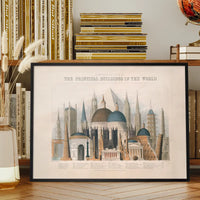 Comparative view of the principal buildings in the world art print