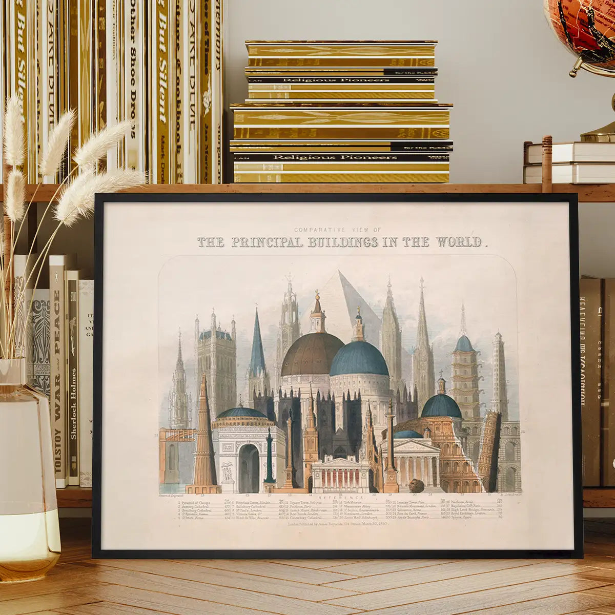 Comparative view of the principal buildings in the world art print