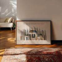 Comparative view of the principal buildings in the world art print