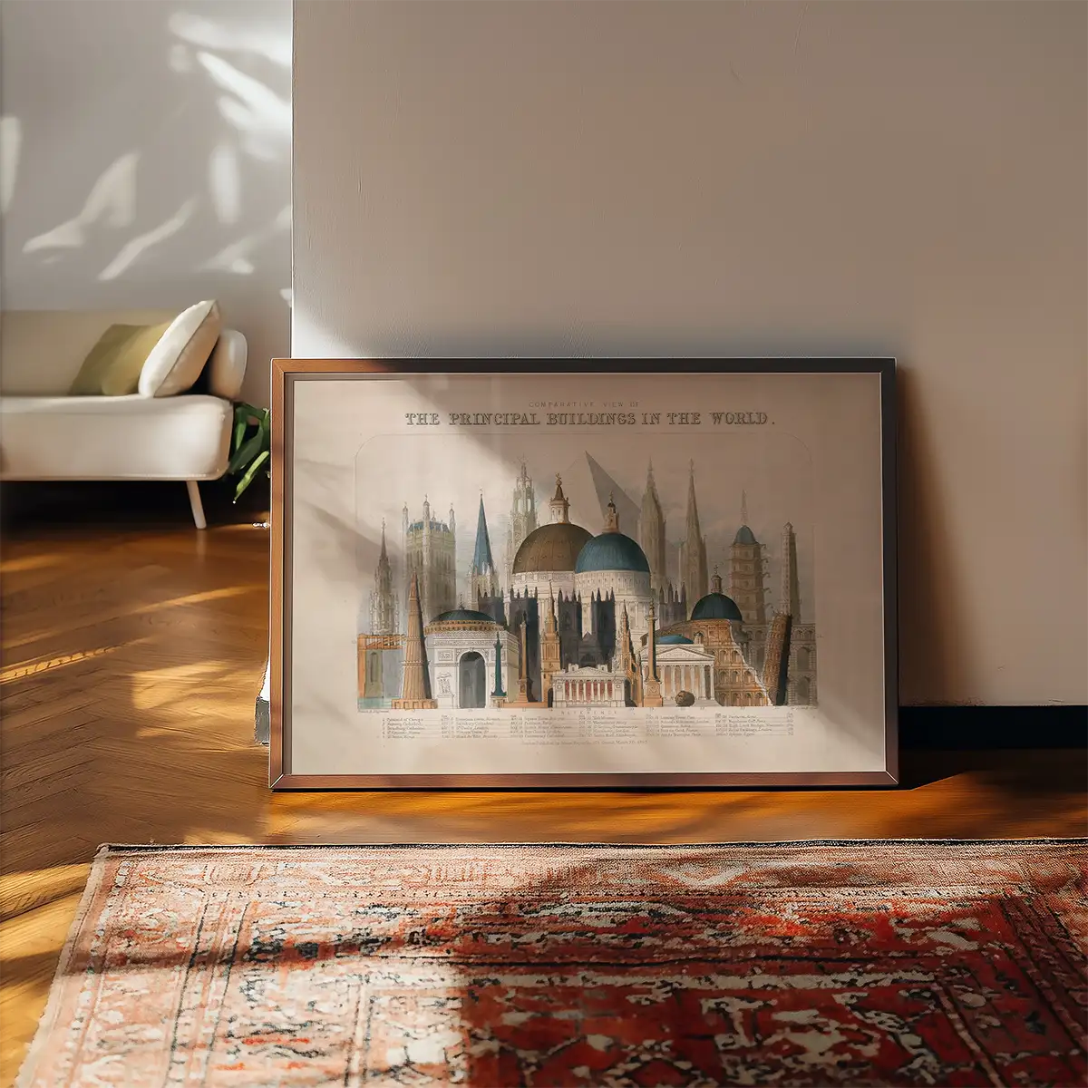 Comparative view of the principal buildings in the world art print
