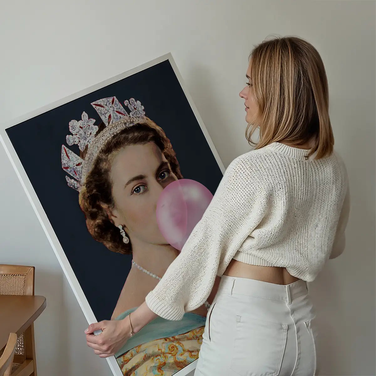 Queen Elizabeth II Vintage Portrait with Bubblegum