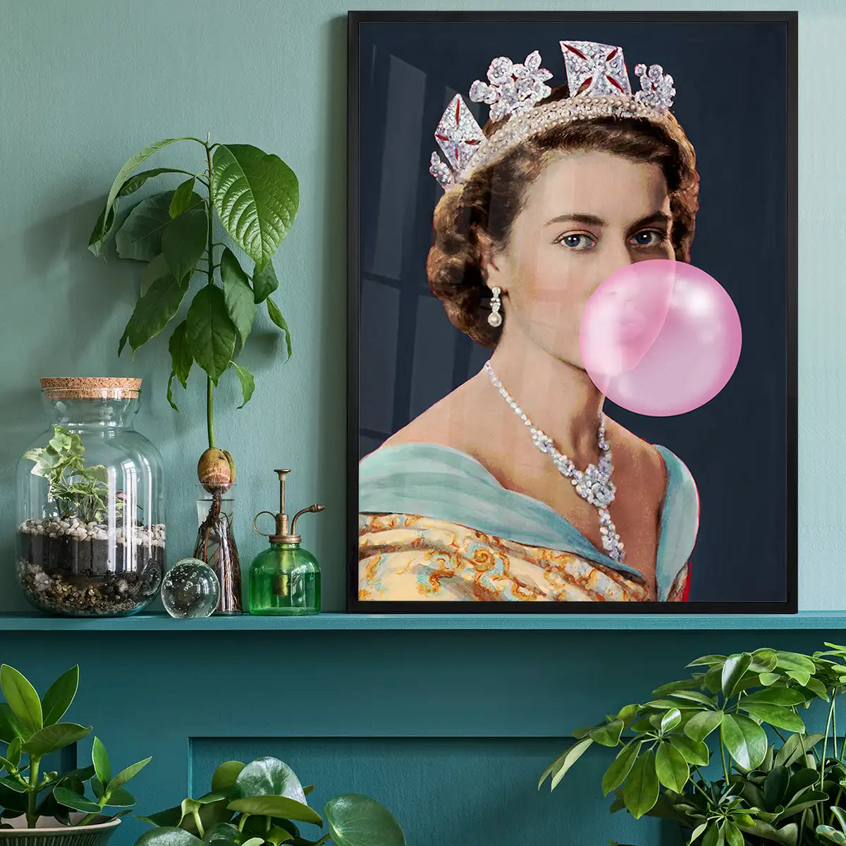 Queen Elizabeth II Vintage Portrait with Bubblegum
