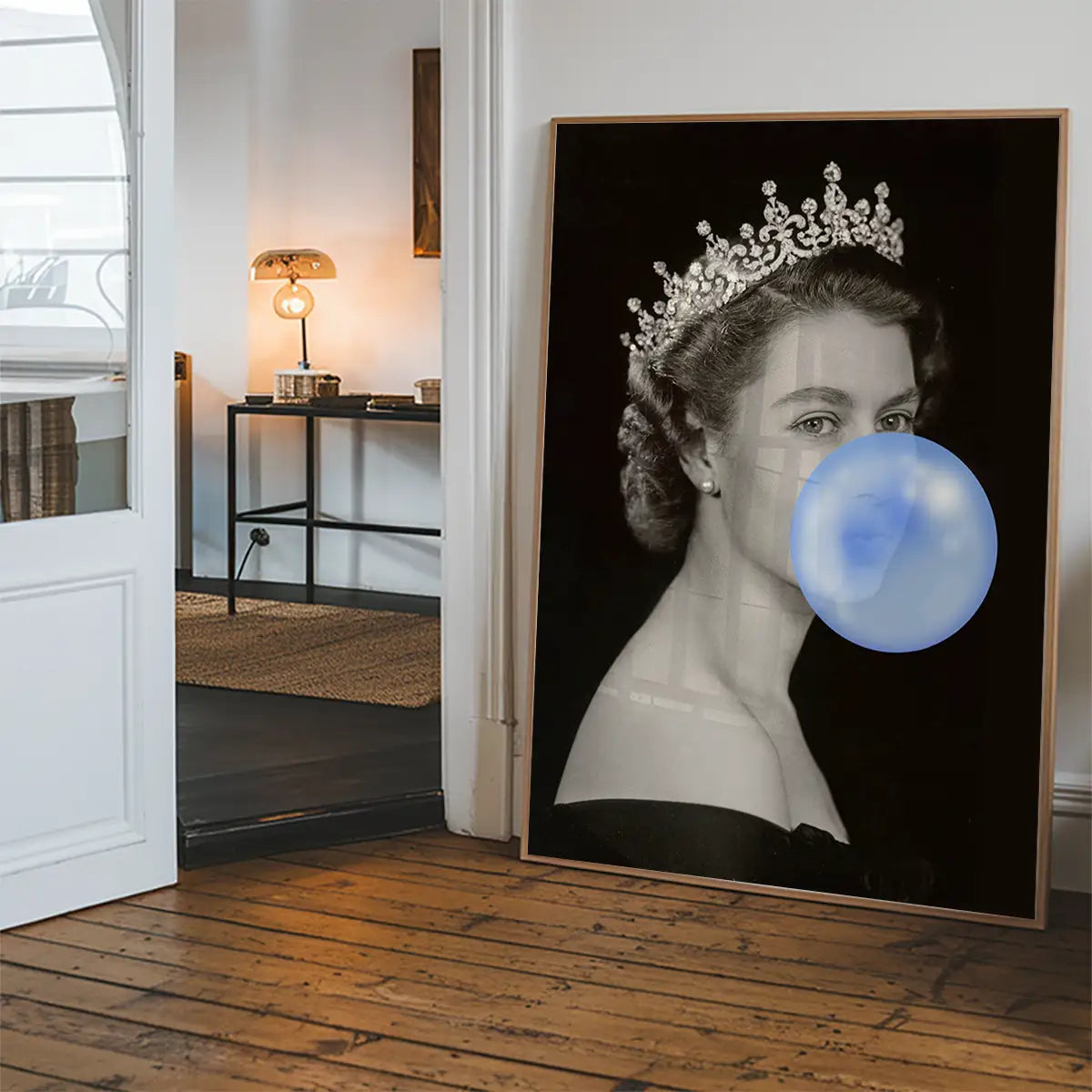 Queen Elizabeth with Bubblegum Blue Print