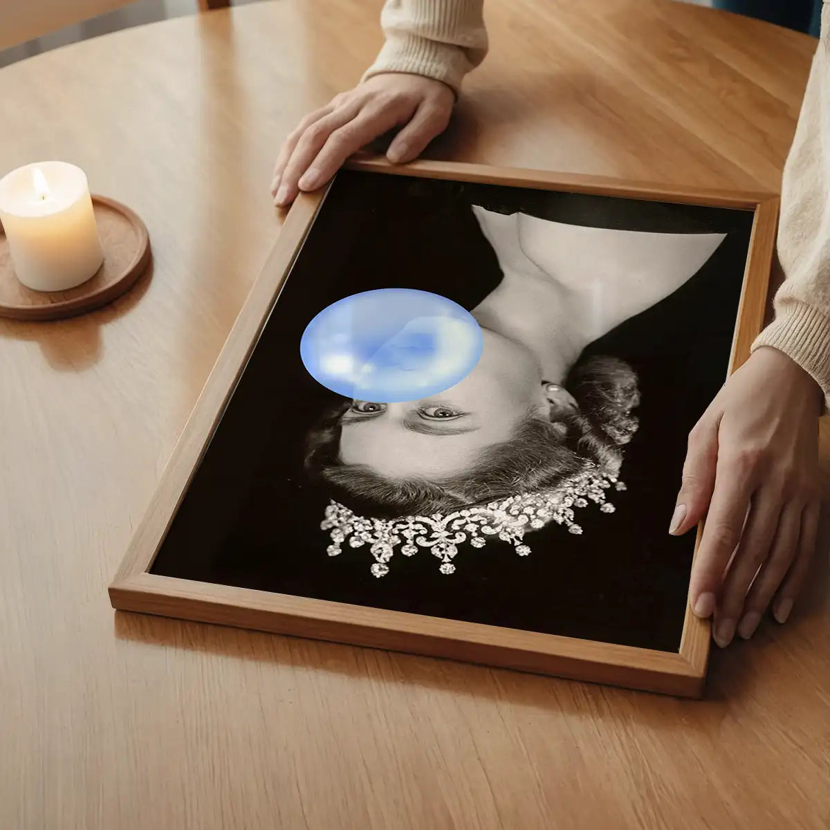 Queen Elizabeth with Bubblegum Blue Print