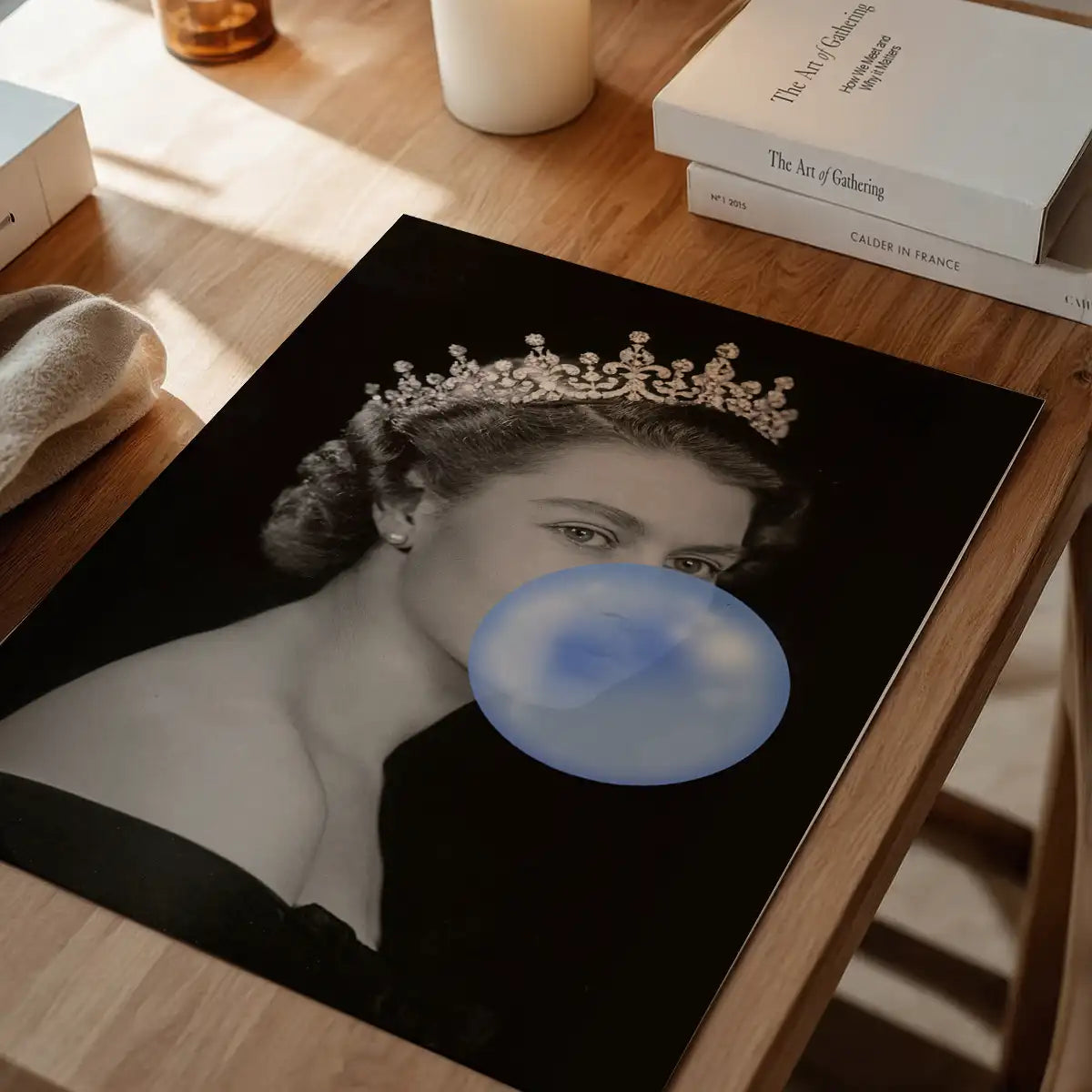 Queen Elizabeth with Bubblegum Blue Print