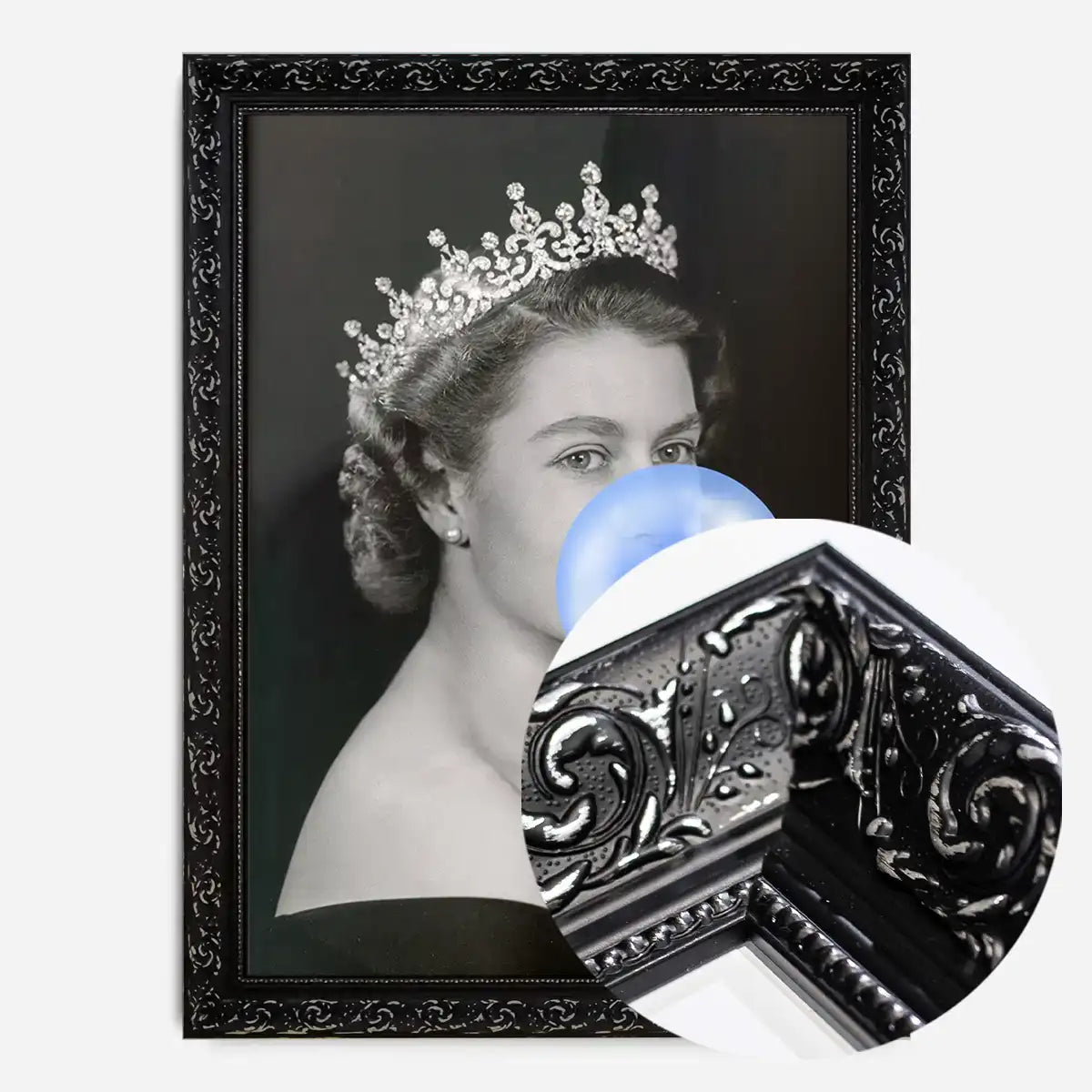 Queen Elizabeth with Bubblegum Blue Print