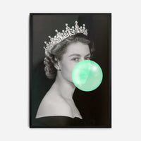 Queen Elizabeth with Bubblegum Teal Print