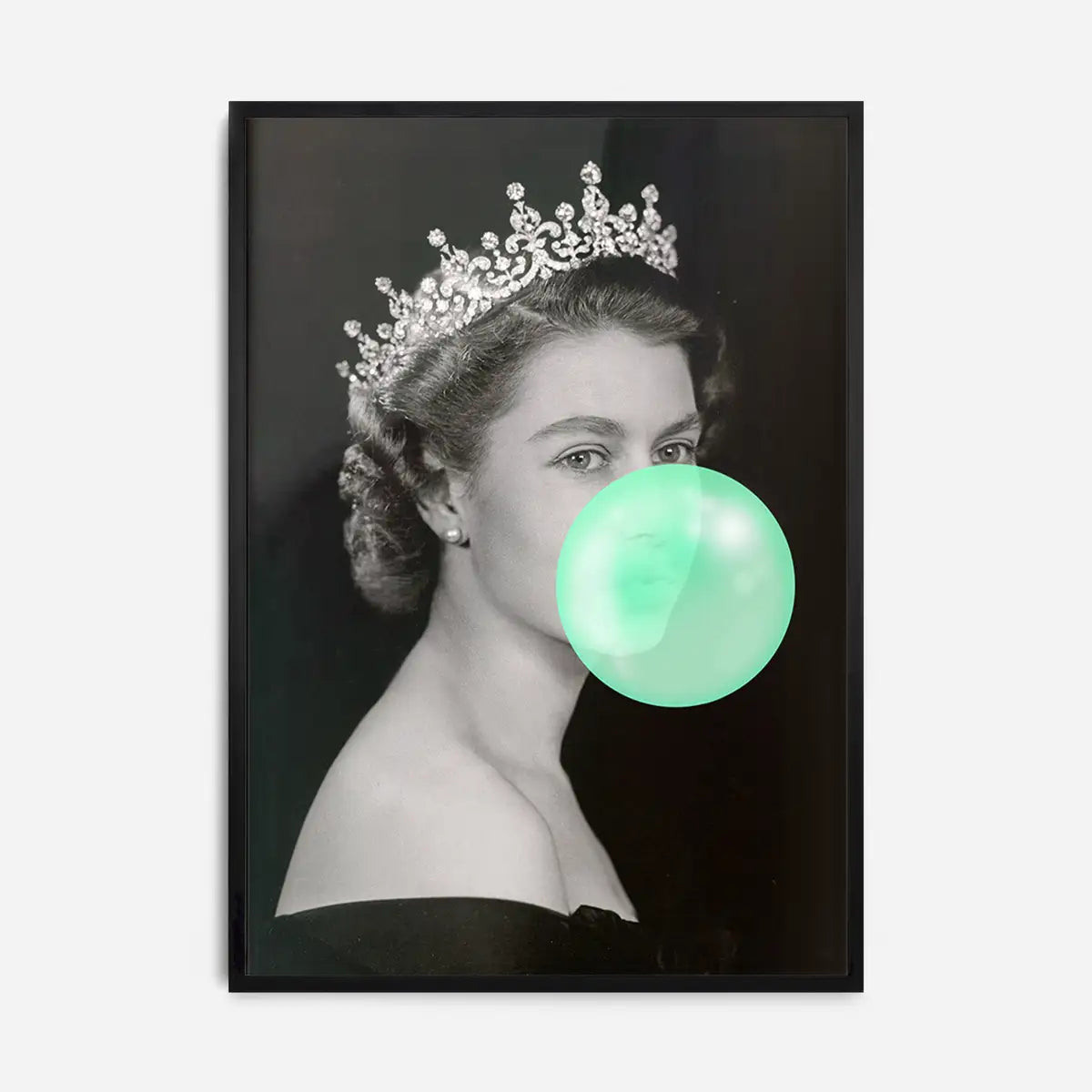 Queen Elizabeth with Bubblegum Teal Print