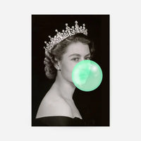 Queen Elizabeth with Bubblegum Teal Print