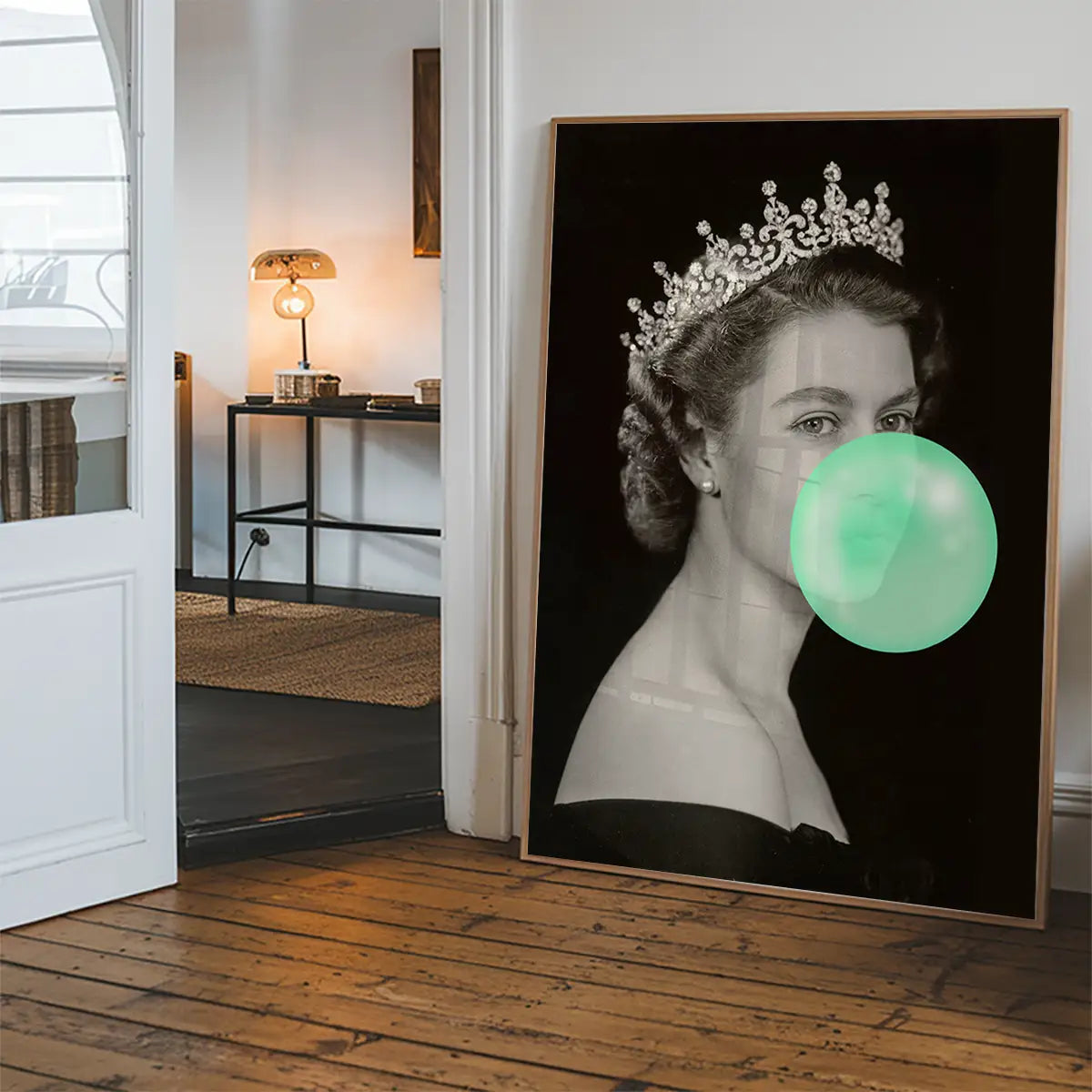 Queen Elizabeth with Bubblegum Teal Print