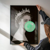 Queen Elizabeth with Bubblegum Teal Print