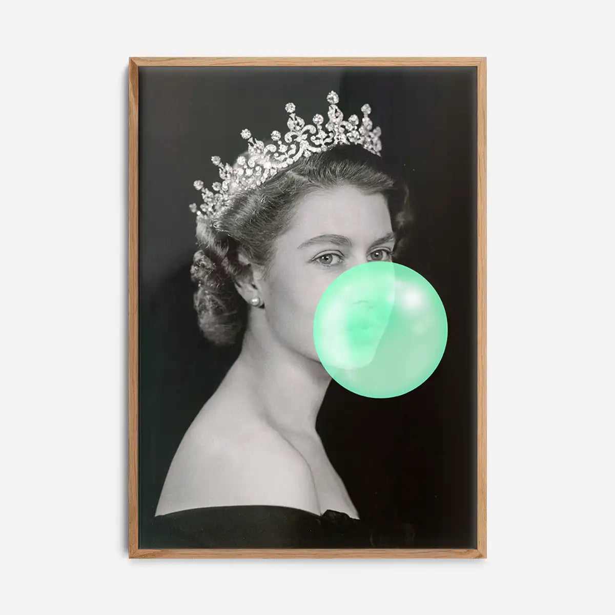 Queen Elizabeth with Bubblegum Teal Print