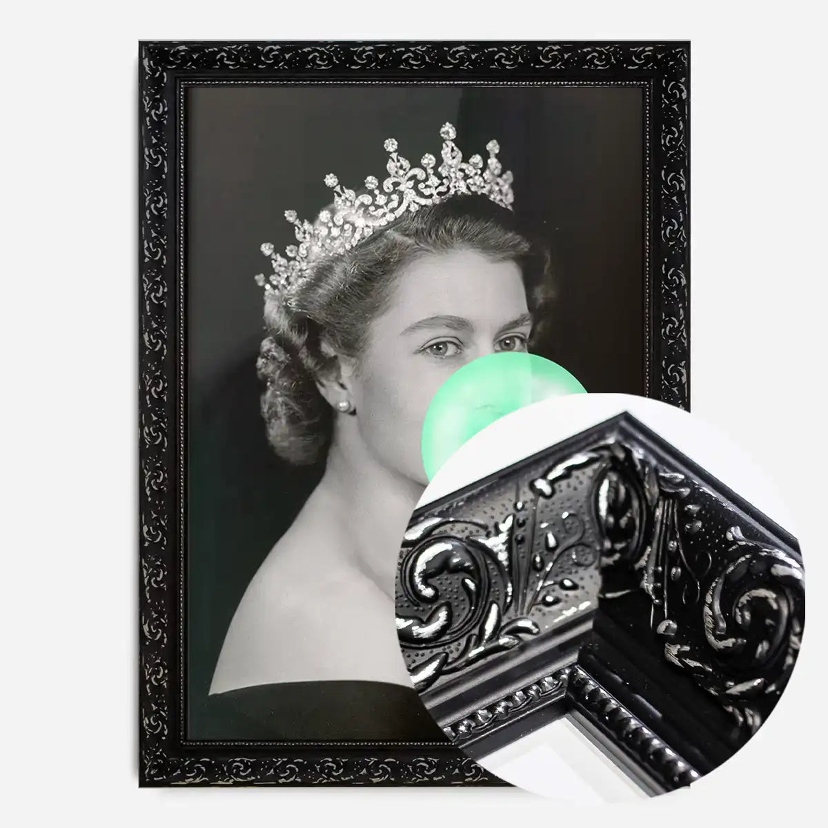 Queen Elizabeth with Bubblegum Teal Print