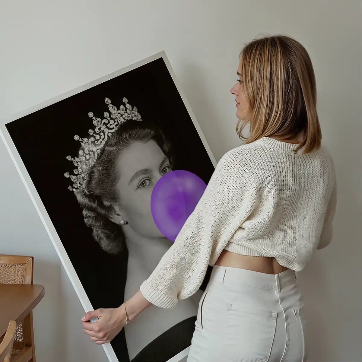 Queen Elizabeth with Bubblegum Purple Print