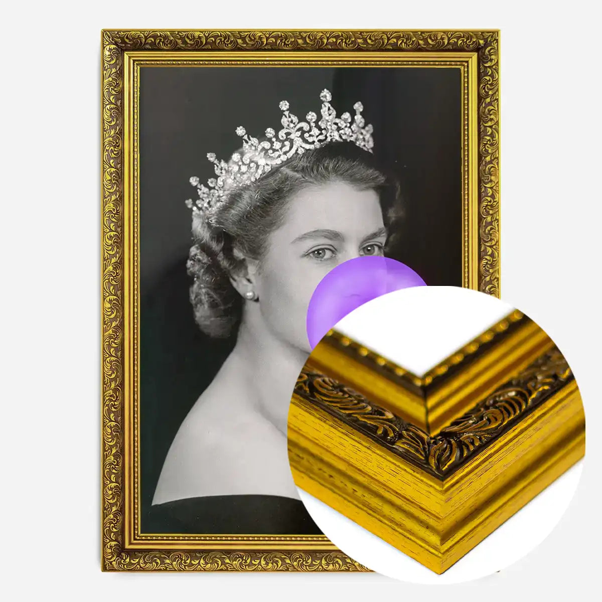Queen Elizabeth with Bubblegum Purple Print