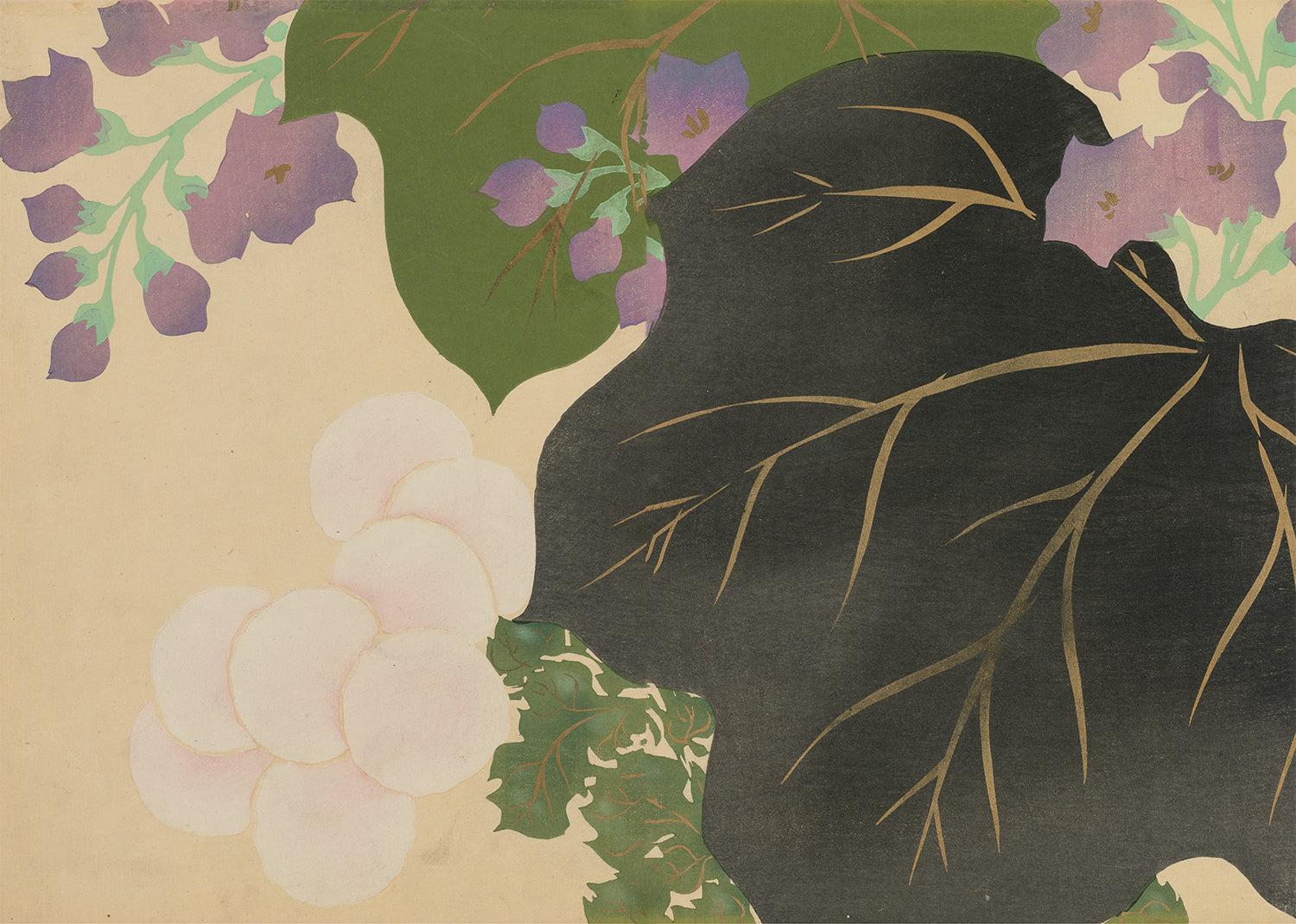 Chrysanthemum and Paulownia Art Print by Kamisaka Sekka